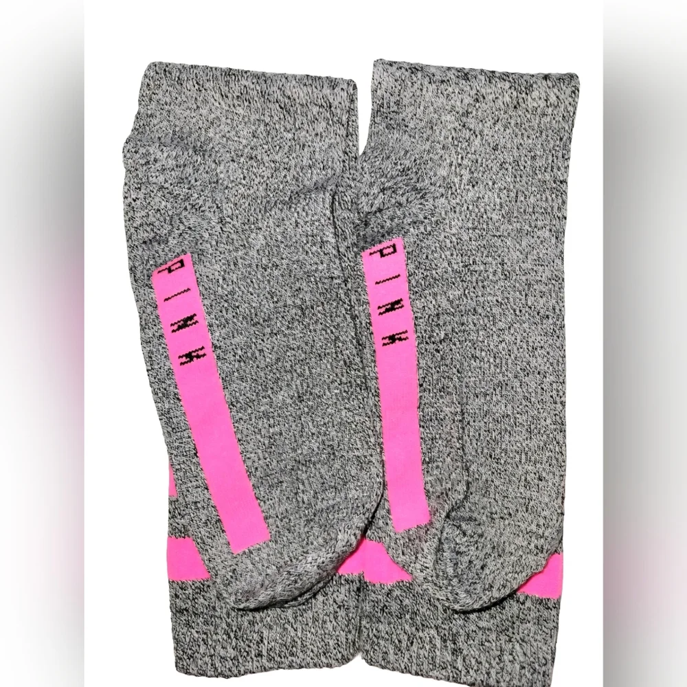 VS Pink 2 Pair Knee High Socks Bundle - Gray/Pink & Black/Pink Tribal Print
